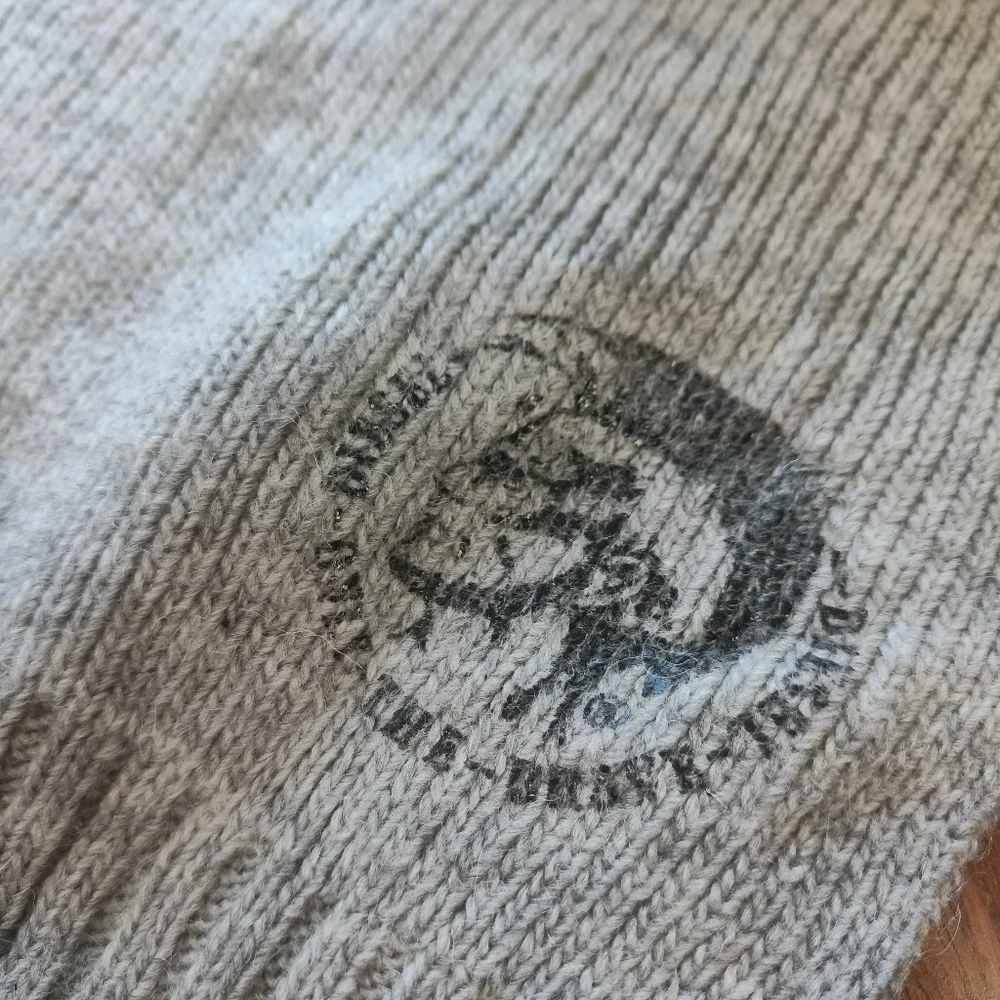 Diesel Only The Brave Gray Knit‎ Scarf Wool Blend Mohawk Logo Made in Italy
